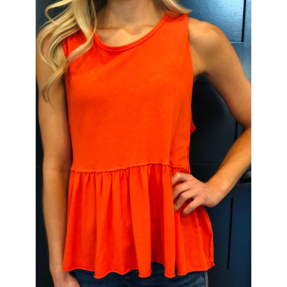 We The Free, Coral/Orange Babydoll Tank, Size Extra Small